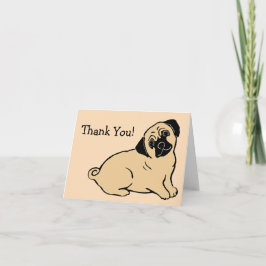 Cartão De Agradecimento Pug Creme Obrigado Nota