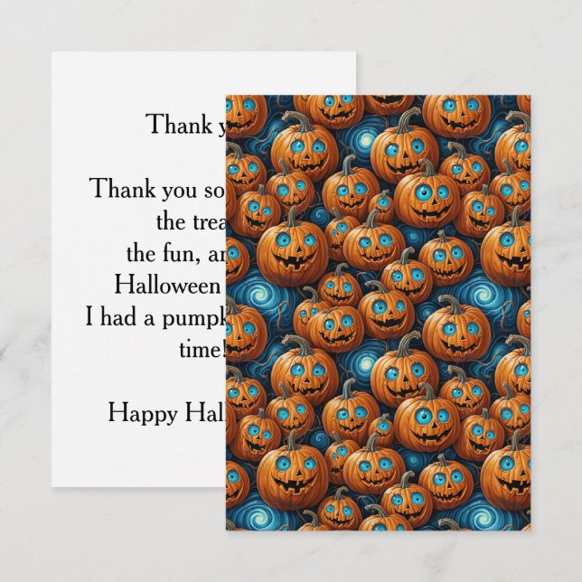 Cartão De Agradecimento Pumpkin Halloween Thank You Card (Frente/Verso)