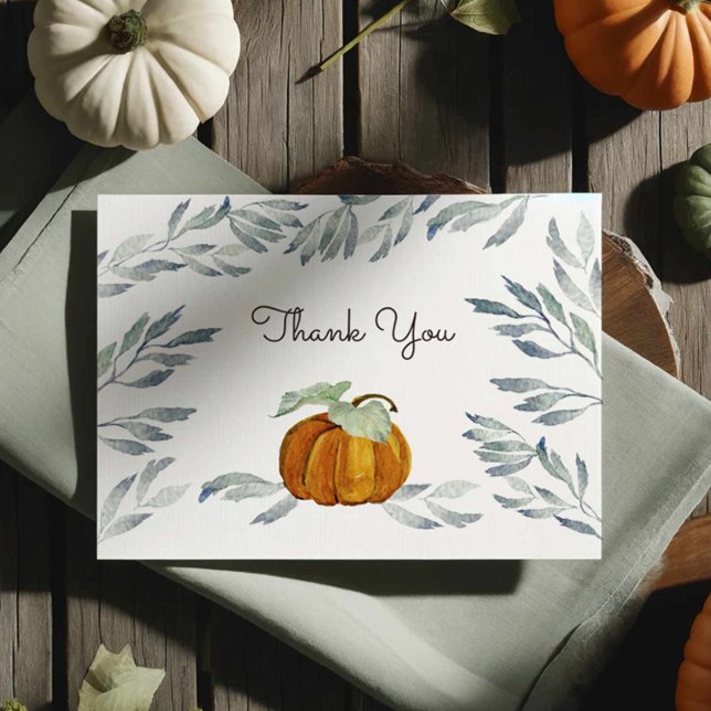 Cartão De Agradecimento Pumpkin Obrigado Notecard (Pumpkin thank you notecards feature a cute watercolor orange pumpkin.)