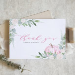 Cartão De Agradecimento Pumpkin rosa e Chá de fraldas de outono verde<br><div class="desc">Enviar obrigados com este cartões de agradecimentos personalizável. Ele apresenta um roteiro elegante,  uma abóbora cor-de-água rosa,  flores brancas e verde. Personalize adicionando seus detalhes. Este cartões de agradecimentos de abóbora é perfeito para graduações de primavera e outono,  chás,  aniversários,  casamentos e muito mais. Itens correspondentes estão disponíveis.</div>