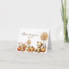 Cartão De Agradecimento Pumpkin Wildflower Fall Watercolor Aniversário