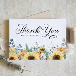 Cartão De Agradecimento Pumpkins Russo e Chá de fraldas de outono de Giras<br><div class="desc">Envie obrigados aos seus convidados com este cartões de agradecimentos personalizável do tema do outono. Apresenta ilustrações em aquarela de girassóis, algodão, abóboras e folhas de eucalipto. Personalize adicionando seus detalhes. Este cartões de agradecimentos de girassóis e abóboras também será perfeito para casamentos outono, chás de panela, aniversários, e muito...</div>