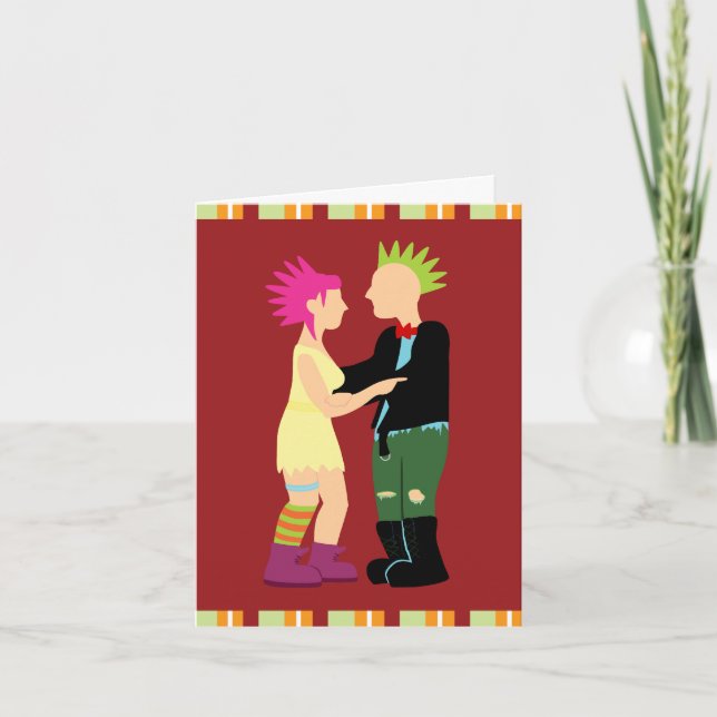 Cartão De Agradecimento Punk Rock Bride and Groom Thank You Cards (Frente)