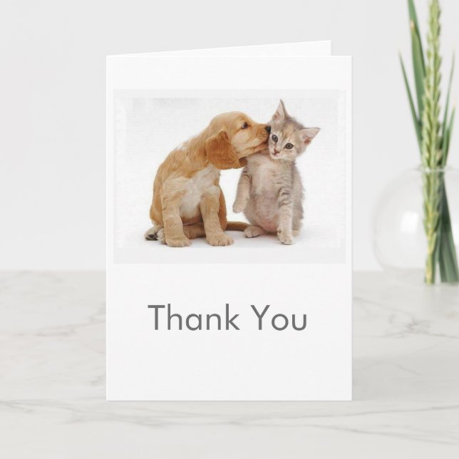 Cartão De Agradecimento Puppy and Kitten Thank You Card (Frente)