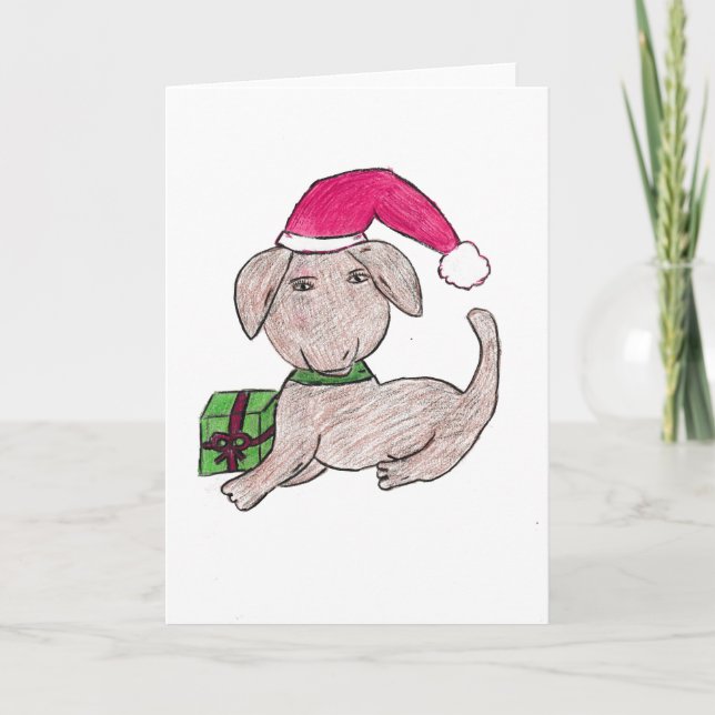 Cartão De Agradecimento Puppy de Natal bonito (Frente)