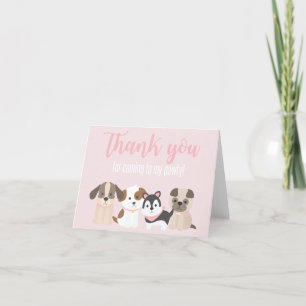 Cartão de agradecimento Puppy Pawty rosa
