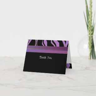 Cartão De Agradecimento Purple and Black Zebra Stripe Thank You
