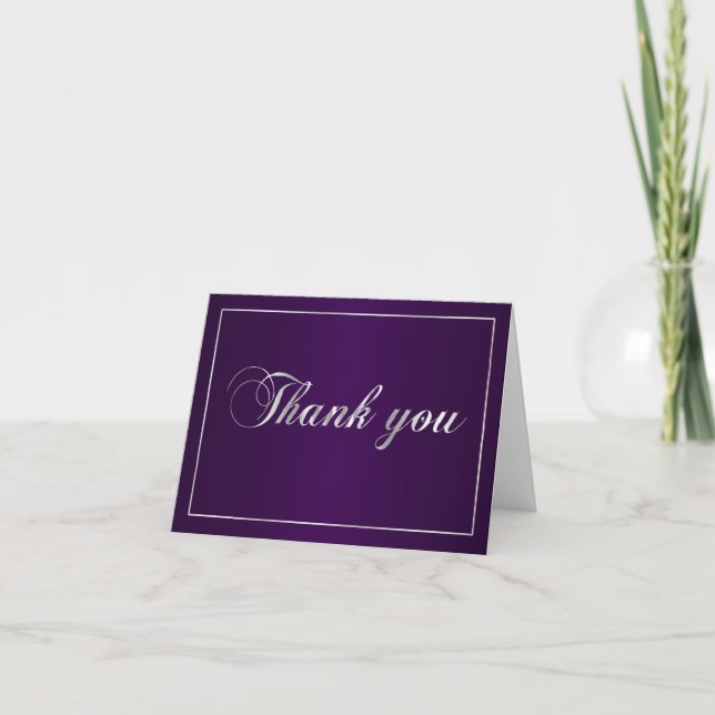 Cartão De Agradecimento Purple and Silver Thank You Note (Frente)