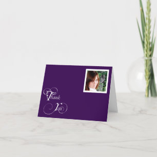 Cartão De Agradecimento Purple and White Modern Classic Thank You card