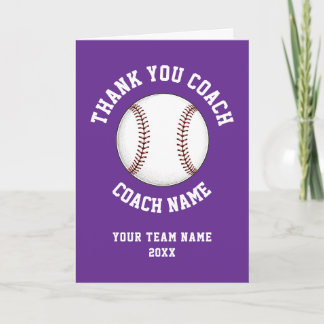 Cartão De Agradecimento Purple Baseball Coach Team Appreciation