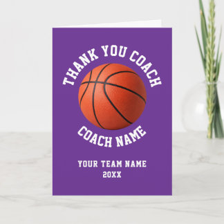 Cartão De Agradecimento Purple Basketball Coach Team Appreciation
