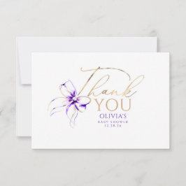 Cartão De Agradecimento Purple Bow Elegant Calligraphy Thank You