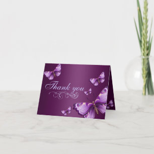 Cartão De Agradecimento Purple Butterfly Thank You Card
