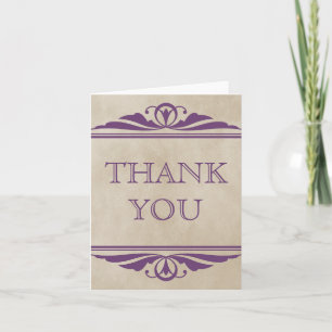 Cartão De Agradecimento Purple Elegant Deco Thank You Card
