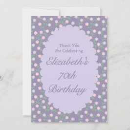 Cartão De Agradecimento Purple Floral Birthday