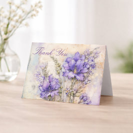 Cartão De Agradecimento Purple Floral Elegant Thank You Folded