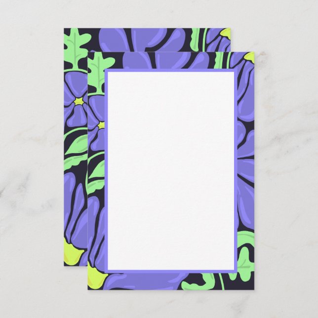 Cartão De Agradecimento Purple Floral Motif Flat Thank You Card (Frente/Verso)