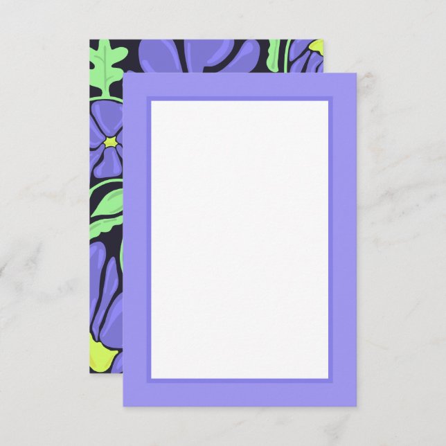 Cartão De Agradecimento Purple Floral Motif Flat Thank You Card (Frente/Verso)