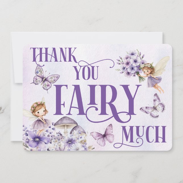 Cartão De Agradecimento Purple Floral Thank You Fairy Much (Frente)