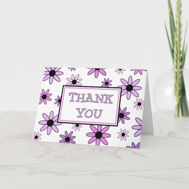 Cartão De Agradecimento Purple Flowers Thank You Flower Girl Card (Frente)