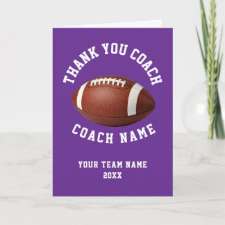 Cartão De Agradecimento Purple Football Coach Team Appreciation
