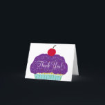 Cartão De Agradecimento Purple Frosting Vanilla Cherry Cupcake Thank You<br><div class="desc">Yummy purple frosted vanilla cupcake with sprinkles and red cherry on top.  Thank You written in white script.  Original Graphic Art Card Design © 2014 TamiraZDesigns.</div>