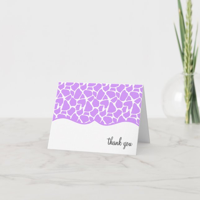 Cartão De Agradecimento Purple Giraffe Print Thank You Notes (Frente)