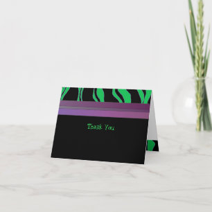 Cartão De Agradecimento Purple, Green and Black Zebra Stripe Thank You