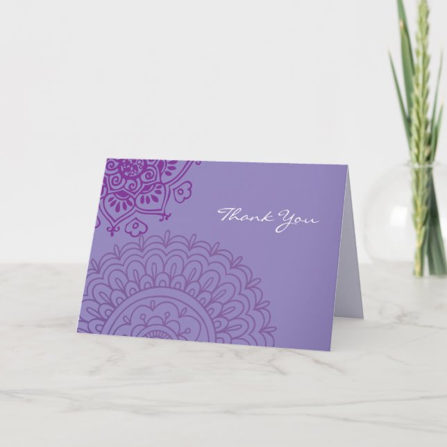 Cartão De Agradecimento Purple HEMSA HAND Bat Mitzvah Thank You Card (Frente)