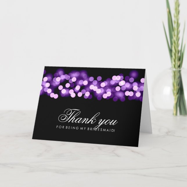 Cartão De Agradecimento Purple Hollywood Glam Obrigado Bridesmaid (Frente)