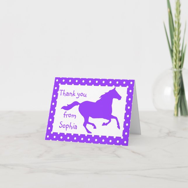 Cartão De Agradecimento Purple Horse Birthday Thank You Note Card (Frente)