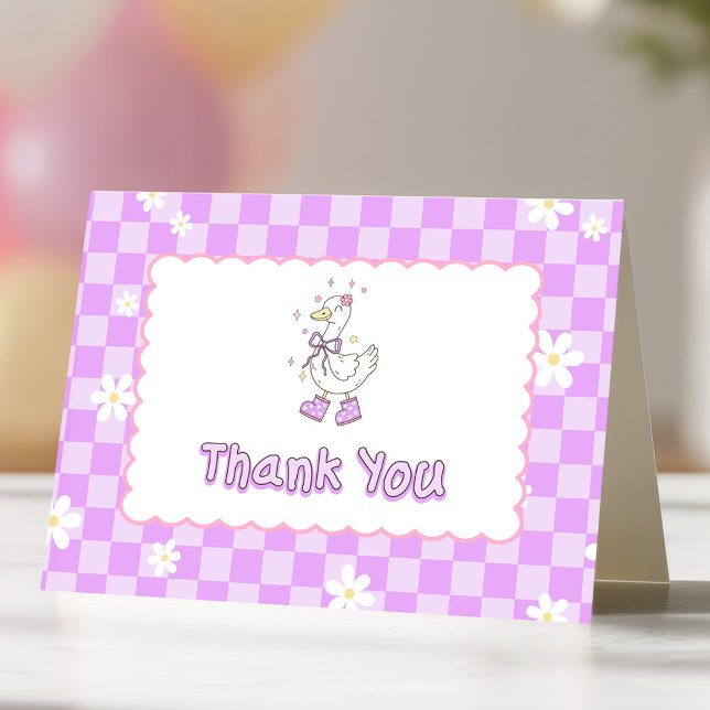 Cartão De Agradecimento Purple One Silly Goose-Girl's First Birthday  (Purple One Silly Goose Thank You cards.)