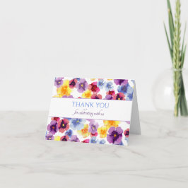 Cartão De Agradecimento Purple Pansies Boho Watercolor Bridal Shower