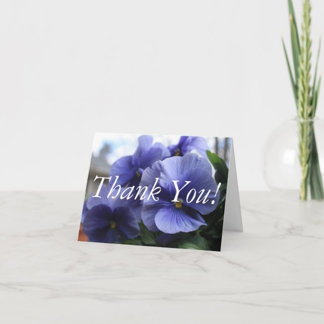 Cartão De Agradecimento Purple Pansies Photo Thank You Card (Frente)
