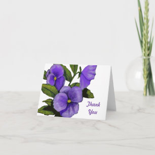 Cartão De Agradecimento Purple Pansies: Thank You: Color Pencil Art