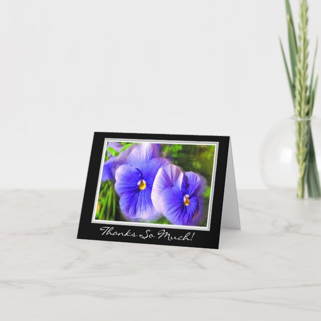 Cartão De Agradecimento Purple Pansy Thank You; Frosted Pansies Note Card (Frente)