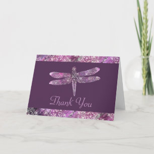 Cartão De Agradecimento Purple Patina: Dragonfly Thank You