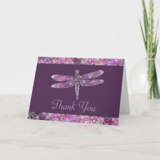 Cartão De Agradecimento Purple Patina: Dragonfly Thank You