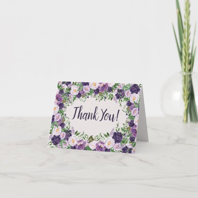 Cartão De Agradecimento Purple Peonies Floral Women's Birthday Welcome  (Frente)