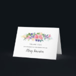Cartão De Agradecimento Purple Pink Floral 60th Birthday Photo<br><div class="desc">Beautiful way to express your gratitude to family and friends. A lush botanical sprig of pink, purple and blue flowers create a beautiful top border. It is followed by two lines of text that allow you to personalize your thank you followed by your name. Inside you can place your photo...</div>