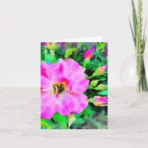 Cartão De Agradecimento Purple Pink Watercolor of Summer Roses