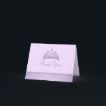 Cartão De Agradecimento Purple Princess Thank You Card<br><div class="desc">This Elegant customizable thank you card features a purple tiara on a light purple background. Customize it by adding your details in the font of your choice!</div>