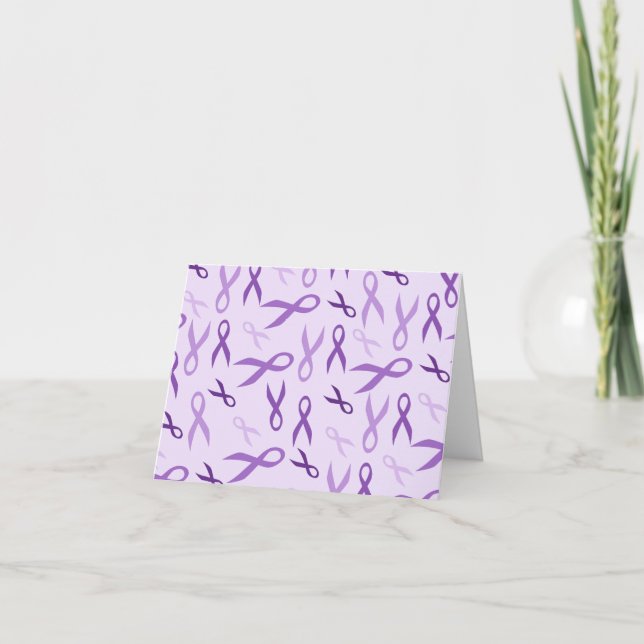 Cartão De Agradecimento Purple Ribbon Awareness Thank You Notes Stationery (Frente)