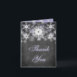Cartão De Agradecimento Purple Snowy Chalkboard Wedding Thank You Card<br><div class="desc">This festive and trendy black and white chalkboard LOOK wedding thank you card has layers of light purple and white snowflakes on it that matches the winter wedding invitation shown below. If there are any other matching items that you need,  please email your request to niteowlstudio@gmail.com.</div>