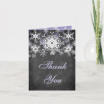 Cartão De Agradecimento Purple Snowy Chalkboard Wedding Thank You Card<br><div class="desc">This festive and trendy black and white chalkboard LOOK wedding thank you card has layers of light purple and white snowflakes on it that matches the winter wedding invitation shown below. If there are any other matching items that you need,  please email your request to niteowlstudio@gmail.com.</div>