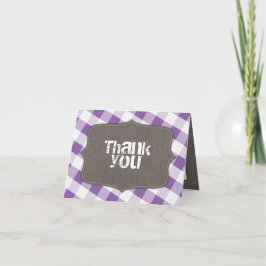 Cartão De Agradecimento Purple & White Gingham Canvas Thank You Cards