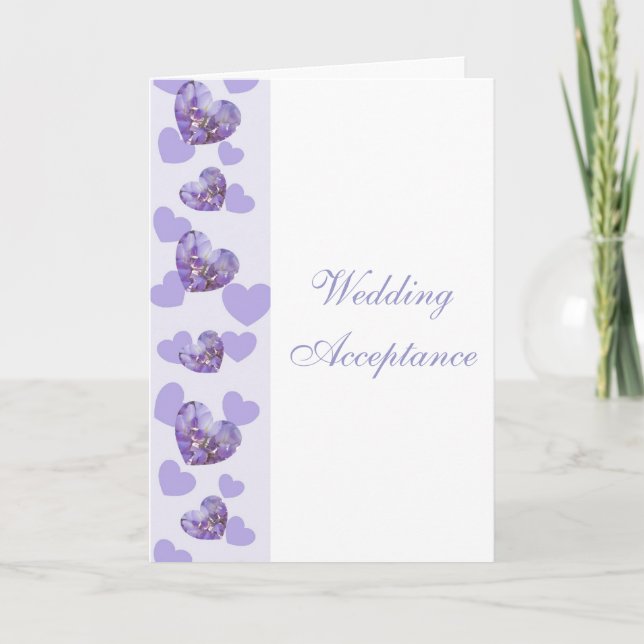 Cartão De Agradecimento Purple Wisteria Hearts Wedding Acceptance (Frente)