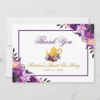 Púrpura Floral Dourada Bridal Tea Party Obrigado P