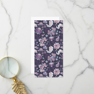 Cartão De Agradecimento Púrpura Fundo Grande Padrão Floral Invisível