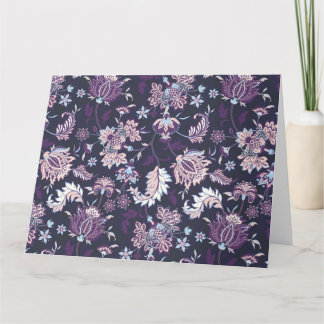 Cartão De Agradecimento Púrpura Fundo Grande Padrão Floral Invisível